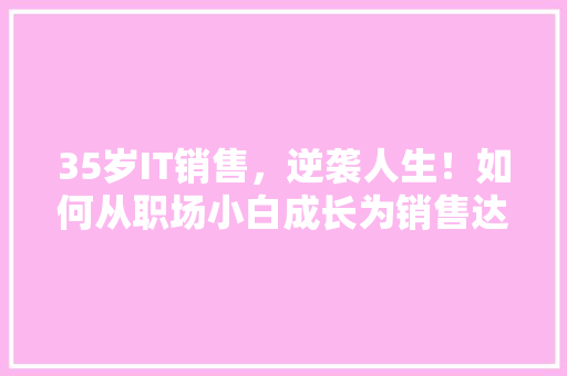 35岁IT销售，逆袭人生！如何从职场小白成长为销售达人！