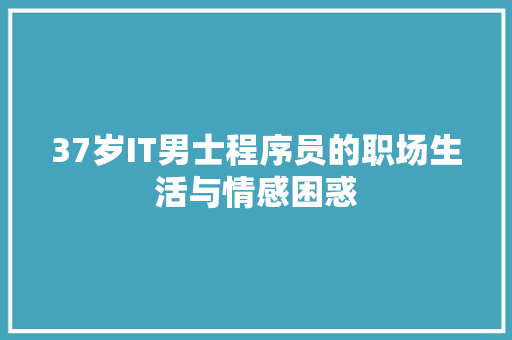 37岁IT男士程序员的职场生活与情感困惑