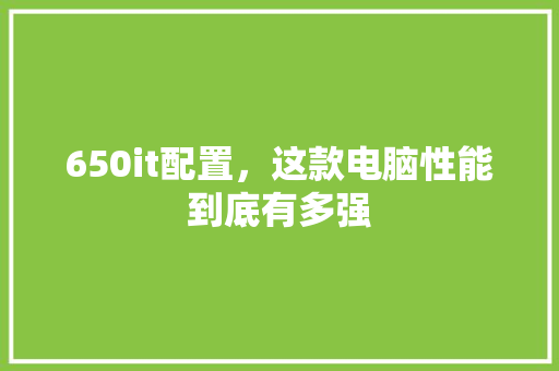650it配置，这款电脑性能到底有多强