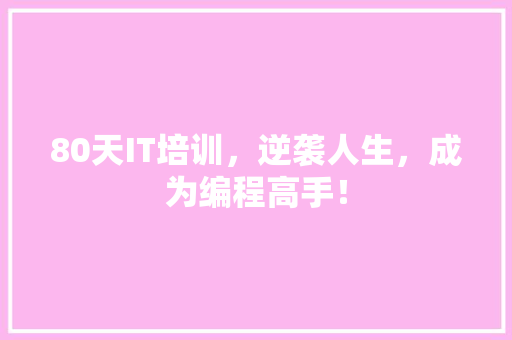 80天IT培训，逆袭人生，成为编程高手！