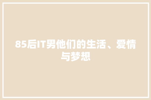 85后IT男他们的生活、爱情与梦想