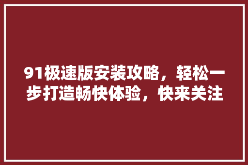 91极速版安装攻略，轻松一步打造畅快体验，快来关注学习！