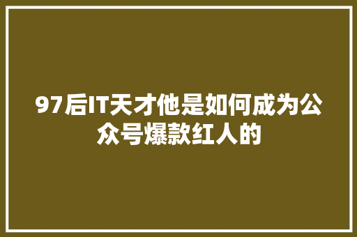 97后IT天才他是如何成为公众号爆款红人的 必应SEO