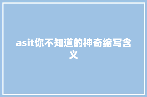 asit你不知道的神奇缩写含义