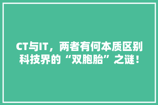 CT与IT，两者有何本质区别科技界的“双胞胎”之谜！
