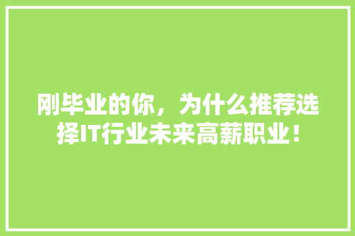刚毕业的你，为什么推荐选择IT行业未来高薪职业！