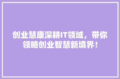 创业慧康深耕IT领域，带你领略创业智慧新境界！ 必应SEO