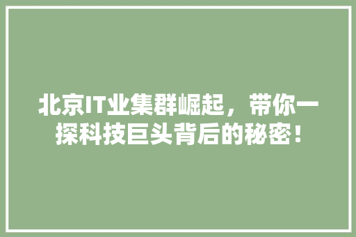 北京IT业集群崛起，带你一探科技巨头背后的秘密！
