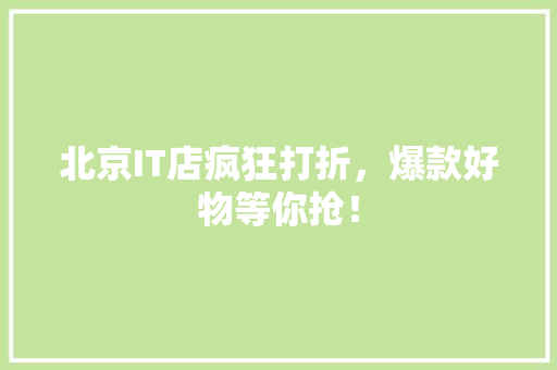 北京IT店疯狂打折，爆款好物等你抢！