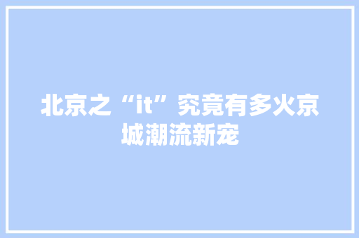 北京之“it”究竟有多火京城潮流新宠