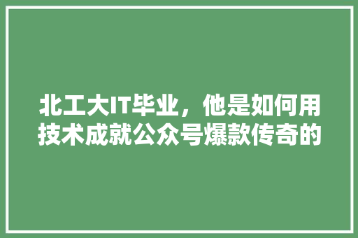 北工大IT毕业，他是如何用技术成就公众号爆款传奇的