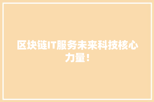 区块链IT服务未来科技核心力量！