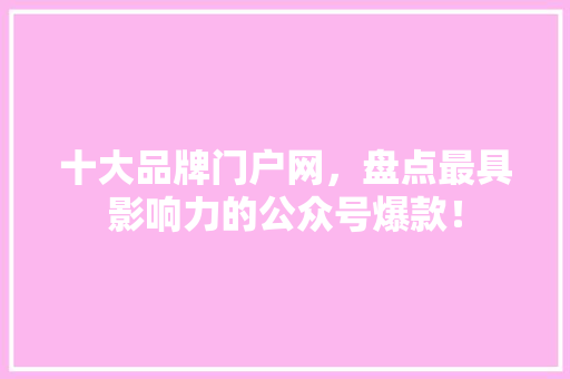 十大品牌门户网，盘点最具影响力的公众号爆款！