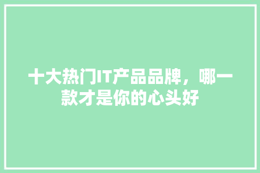 十大热门IT产品品牌，哪一款才是你的心头好