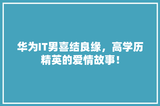 华为IT男喜结良缘，高学历精英的爱情故事！
