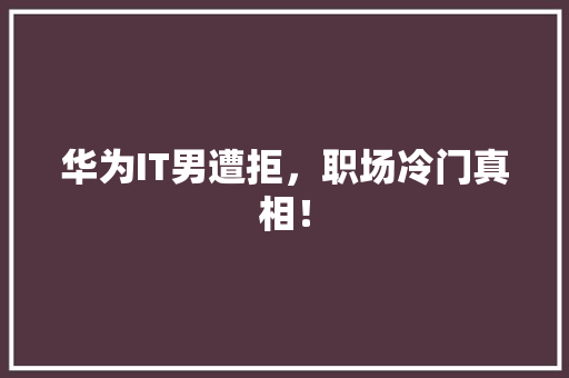 华为IT男遭拒，职场冷门真相！