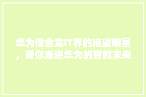 华为侯金龙IT界的璀璨明星，带你走进华为的智能未来！