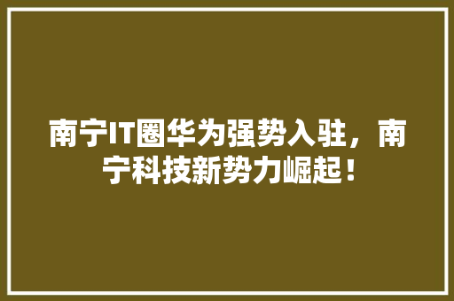 南宁IT圈华为强势入驻，南宁科技新势力崛起！