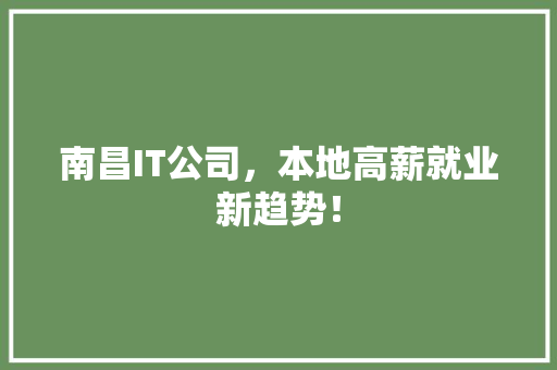 南昌IT公司，本地高薪就业新趋势！