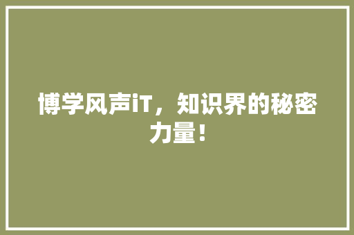 博学风声iT，知识界的秘密力量！