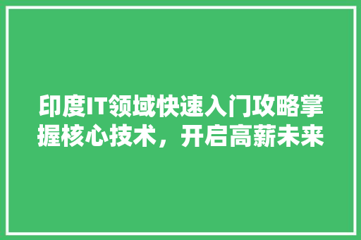 印度IT领域快速入门攻略掌握核心技术，开启高薪未来！