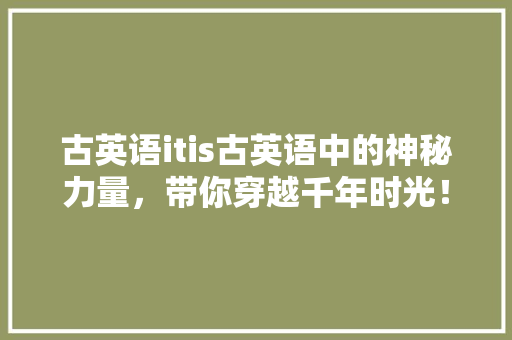 古英语itis古英语中的神秘力量，带你穿越千年时光！ 必应SEO