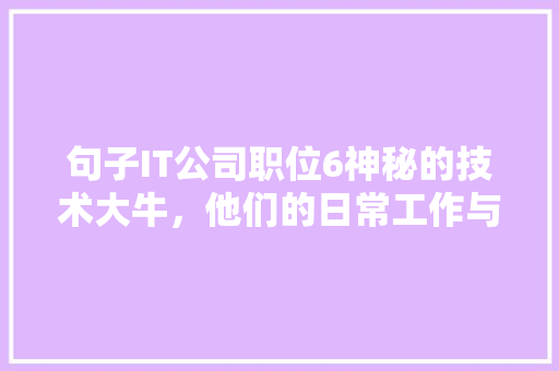 句子IT公司职位6神秘的技术大牛，他们的日常工作与晋升路径！