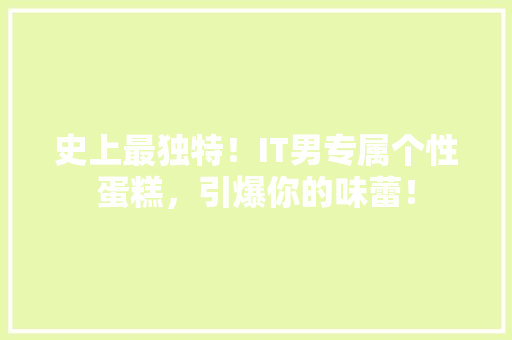 史上最独特！IT男专属个性蛋糕，引爆你的味蕾！