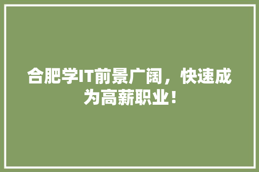 合肥学IT前景广阔，快速成为高薪职业！