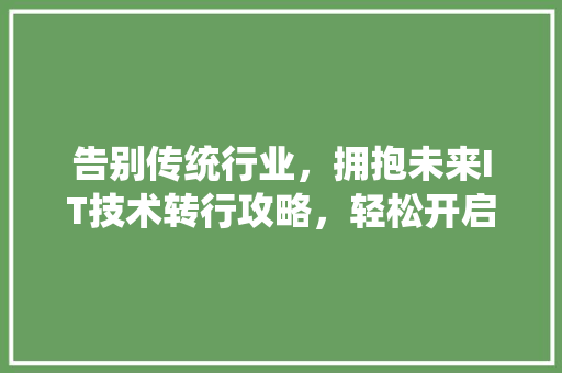 告别传统行业，拥抱未来IT技术转行攻略，轻松开启高薪人生！
