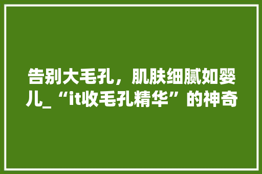 告别大毛孔，肌肤细腻如婴儿_“it收毛孔精华”的神奇魅力