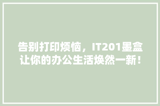 告别打印烦恼，IT201墨盒让你的办公生活焕然一新！
