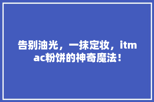 告别油光，一抹定妆，itmac粉饼的神奇魔法！