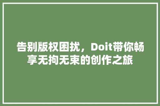 告别版权困扰，Doit带你畅享无拘无束的创作之旅