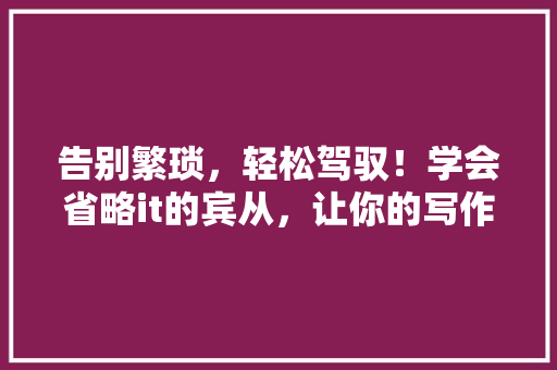 告别繁琐，轻松驾驭！学会省略it的宾从，让你的写作更高效