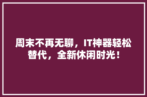 周末不再无聊，IT神器轻松替代，全新休闲时光！