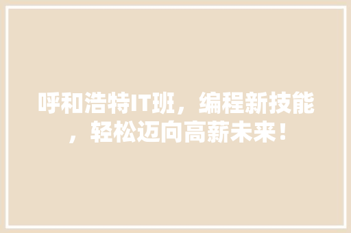 呼和浩特IT班，编程新技能，轻松迈向高薪未来！