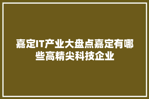 嘉定IT产业大盘点嘉定有哪些高精尖科技企业