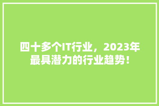 四十多个IT行业，2023年最具潜力的行业趋势！