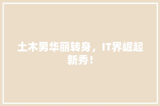 土木男华丽转身，IT界崛起新秀！