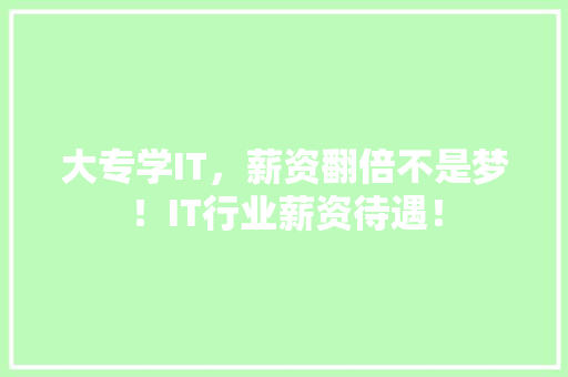 大专学IT，薪资翻倍不是梦！IT行业薪资待遇！