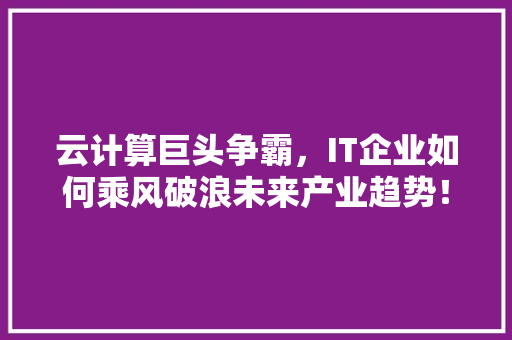 云计算巨头争霸，IT企业如何乘风破浪未来产业趋势！ 神马SEO