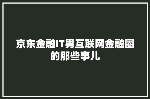 京东金融IT男互联网金融圈的那些事儿 必应SEO