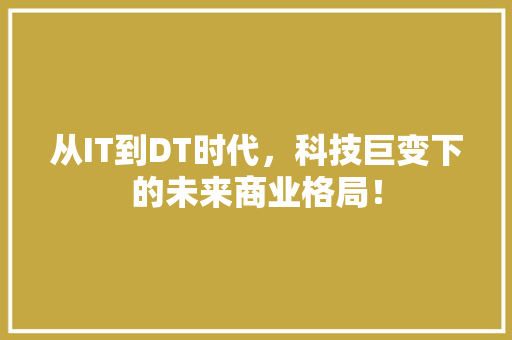 从IT到DT时代，科技巨变下的未来商业格局！ 必应SEO