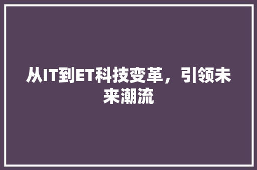 从IT到ET科技变革，引领未来潮流 神马SEO