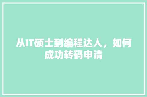 从IT硕士到编程达人，如何成功转码申请