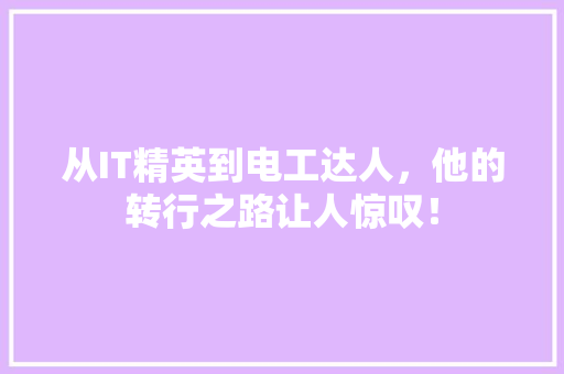 从IT精英到电工达人，他的转行之路让人惊叹！ 必应SEO