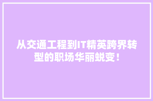 从交通工程到IT精英跨界转型的职场华丽蜕变！ 必应SEO