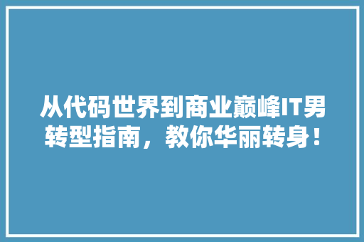 从代码世界到商业巅峰IT男转型指南，教你华丽转身！ 必应SEO