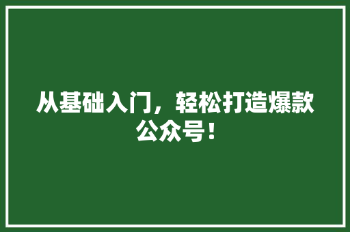 从基础入门，轻松打造爆款公众号！ 百度SEO